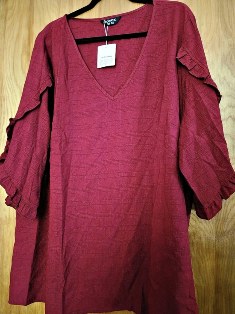 Bloomchic Ruffle Sleeve Tunic in Red Size 28 NWT